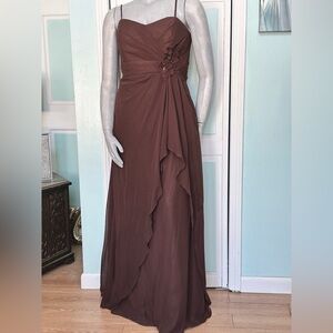 Size 16 Chocolate Brown Chiffon Bridesmaid Dress Mother of Bride Groom Gala Gown